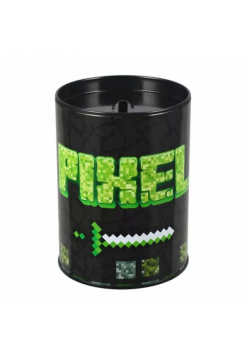 Skarbonka metalowa okrągła Pixel Game