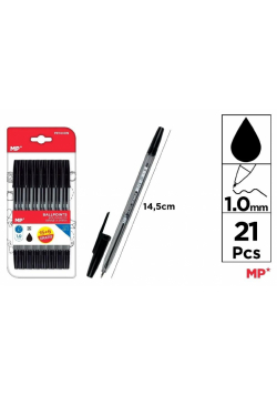 Długopis czarny 1.0mm 21szt