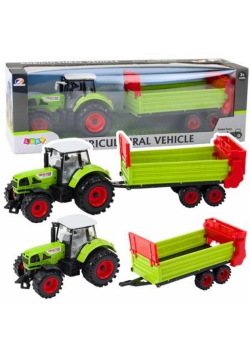 Traktor z przyczepką na napęd frakcyjny zielony