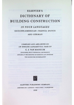 Elsevier's Dictionary of Building Construction