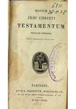 Novum Jesu Christi testamentum 1833 r