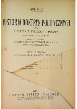 Historja doktryn politycznych, 1923 r.