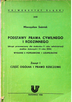 Podstawy prawa cywilnego i rodzinnego Zeszyt I