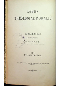 Summa theologiae moralis De sacramentis 1906r