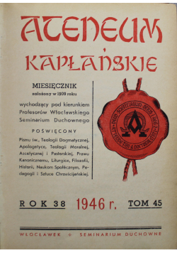 Ateneum Kapłańskie Tom 45 1946 r.
