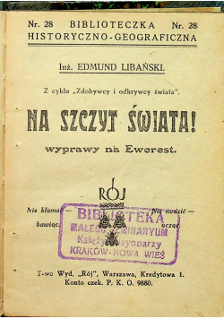 Na szczyt świata wyprawy na Ewerest 1926r