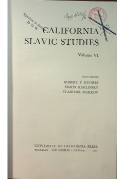 California Slavic Studies Volume VI