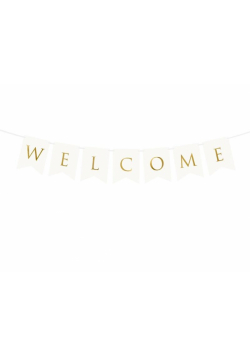 Baner Welcome biały 15x95cm