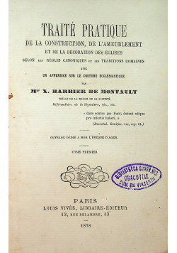 Traite Pratique  la Construction Tome I 1878 r.