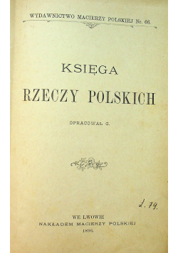 Księga rzeczy polskich 1896 r