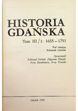 Historia Gdańska Tom 3 Część 1