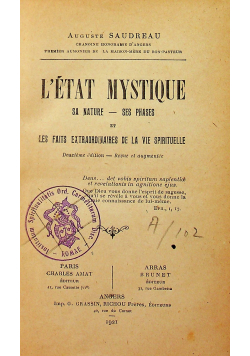 Letat Mystique Sa nature - ses phases 1921 r.