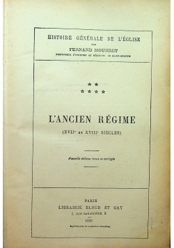 Histoire Generale de LEglise Tom 6 LAncien Regime 1920 r.