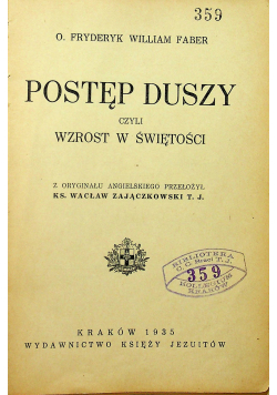 Postęp Duszy czyli wzrost w świętości 1935 r.