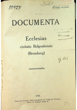 Documenta Ecclesias civitatis Bidgostiensis 1918r