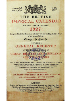 The British Imperial Calendar for the year of our Lord 1827 r.