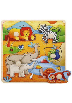 Puzzle drewniane pinezki Afryka
