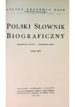 Polski słownik biograficzny tom XIV Zeszyt 60 - 63
