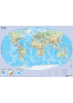 Mapa świate fizyczna Plansza edukacyjna na ścianę i biurko