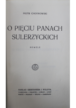 O Pięciu Panach Sulerzyckich 1928 r.