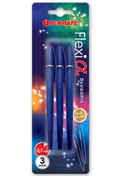 Długopis Flexi Alpha niebieski 3szt PENMATE
