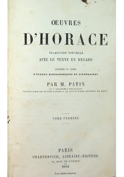 Oeuvres Dhorace 1866 r.