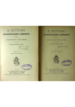 Il Rettore Ecclesiastico Religioso E Seminaristico tom I i II ok 1909 r.