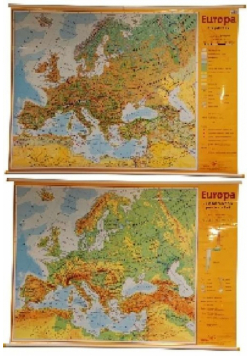 Europa. Krajobrazy. Ukształtowanie powierzchni. Mapa ścienna
