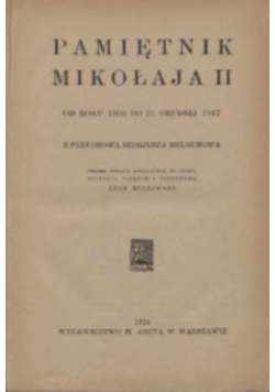 Pamiętnik Mikołaja II 1924 r.