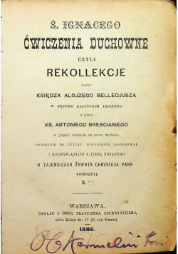 Ćwiczenia duchowne czyli Rekollekcye 1886 r.