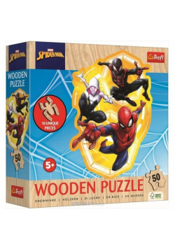 Puzzle drewniane Marvel 50 konturowe Spider-Man gotowy w akcji