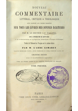 Nouveau commentaire Tome premier 1868r