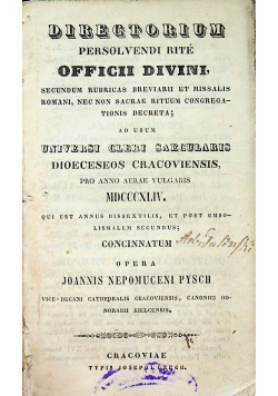 Directorium Persolvendi Rite Officcii Divini / Elenchus Universi Cleri 1844 r.