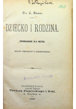 Dziecko i rodzina Opowiadanie dla matek 1892 r.
