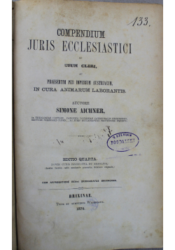 Compendium juris ecclesiastici ad usum cleri 1874 r