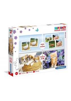 Superkit Puzzle 2x30 + Memo + Domino Animals