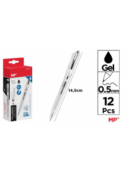 Długopis żelowy 0.5mm czarny (12szt)