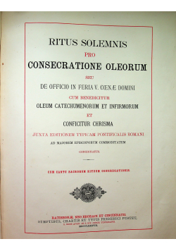 Ritus Solemnis pro Consecratione Oleorium 1888 r.