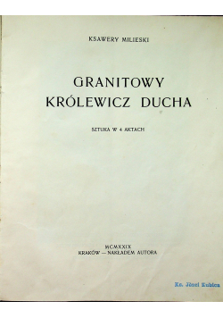 Granatowy królewicz ducha 1929 r.
