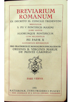 Breviarium Romanum Pars Verna 1931 r.