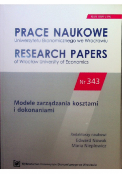 Modele zarządzania kosztami i dokonaniami Nr 343 / 14