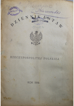 Dziennik ustaw numery od 6 do 98 1919 r.