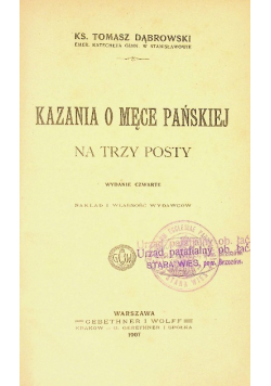 Kazanie o męce pańskiej 1907 r.