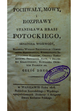Pochwały mowy i rozprawy Część II 1816 r.