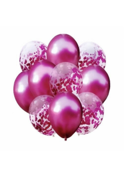 Zestaw balonów metalik z konfetti BORDO