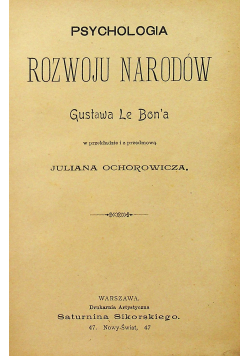 Psychologia Rozwój narodów 1897 r.