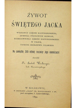 Żywot świętego Jacka 1894 r.