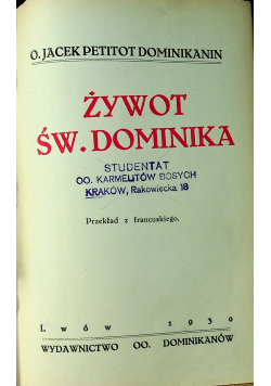 Żywot Św Dominika 1930 r