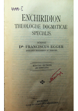 Enchiridion Theologiae Dogmaticae Specialis 1915 r