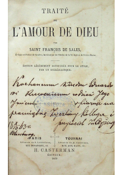 Traite de L'Amour de dieu 1859 r.